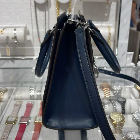 MICHAEL KORS Sheila Medium Ombré Signature Logo CZ Satchel Crossbody 
Navy 
NWT - Picture 5 of 16